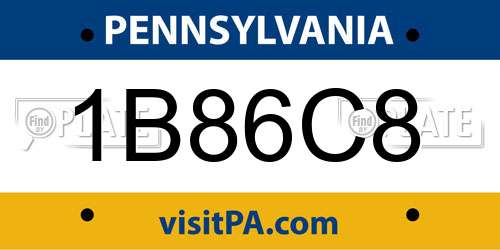 1B86C8 Pennsylvania License Plate