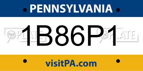 1B86P1 Pennsylvania License Plate
