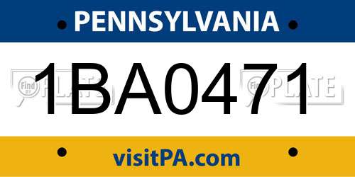 1BA0471 Pennsylvania License Plate