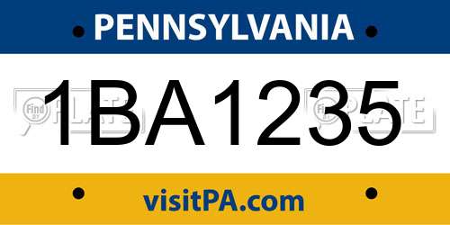 1BA1235 Pennsylvania License Plate