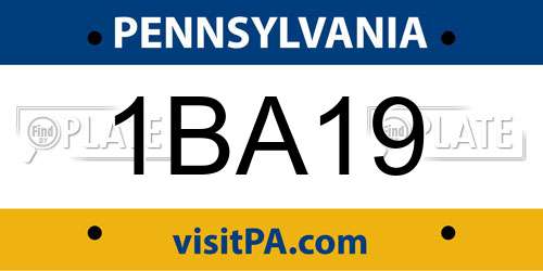 1BA19 Pennsylvania License Plate