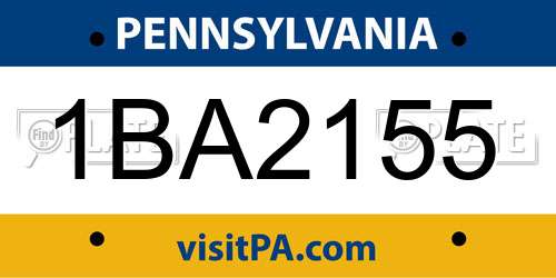 1BA2155 Pennsylvania License Plate