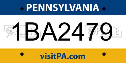 1BA2479 Pennsylvania License Plate