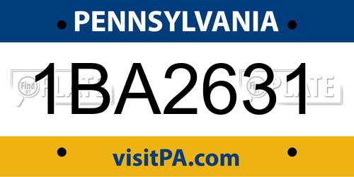 1BA2631 Pennsylvania License Plate