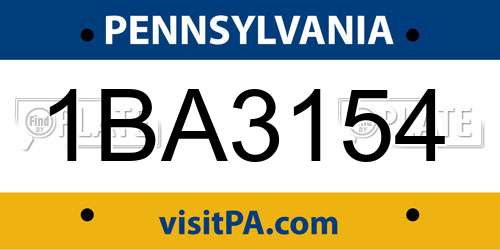 1BA3154 Pennsylvania License Plate