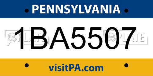 1BA5507 Pennsylvania License Plate