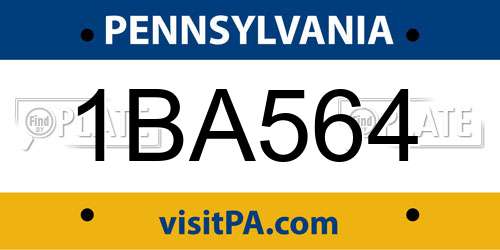 1BA564 Pennsylvania License Plate