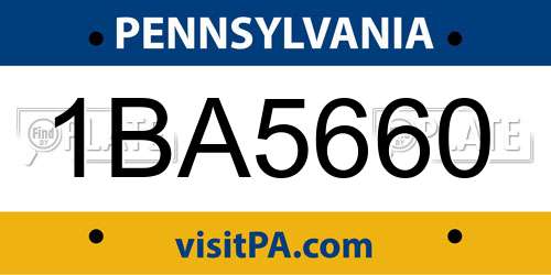 1BA5660 Pennsylvania License Plate