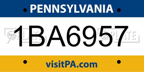 1BA6957 Pennsylvania License Plate