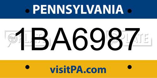 1BA6987 Pennsylvania License Plate