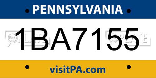 1BA7155 Pennsylvania License Plate