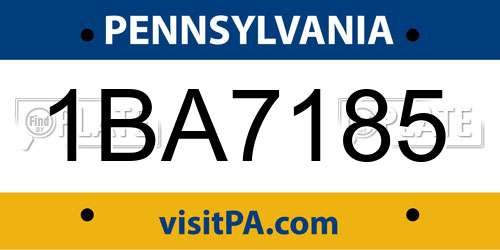 1BA7185 Pennsylvania License Plate