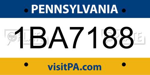 1BA7188 Pennsylvania License Plate