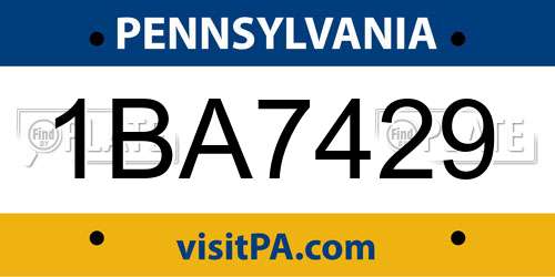 1BA7429 Pennsylvania License Plate