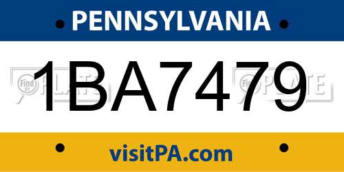 1BA7479 Pennsylvania License Plate