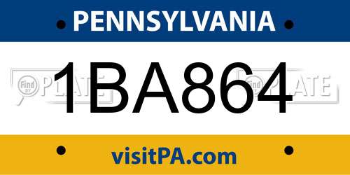 1BA864 Pennsylvania License Plate
