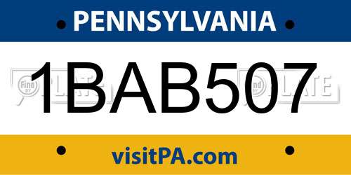1BAB507 Pennsylvania License Plate