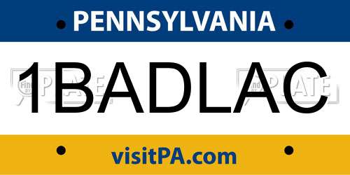 1BADLAC Pennsylvania License Plate