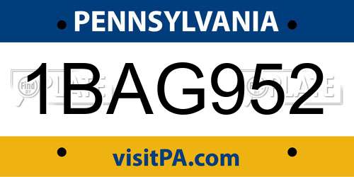 1BAG952 Pennsylvania License Plate