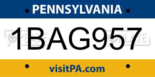 1BAG957 Pennsylvania License Plate