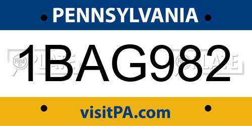 1BAG982 Pennsylvania License Plate