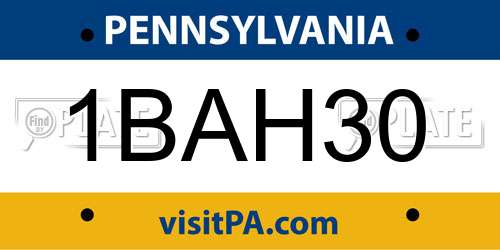 1BAH30 Pennsylvania License Plate