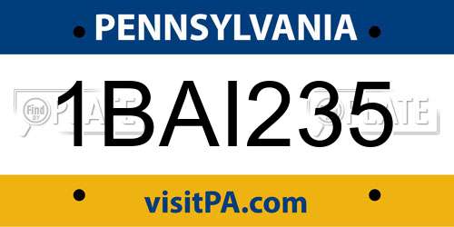 1BAI235 Pennsylvania License Plate