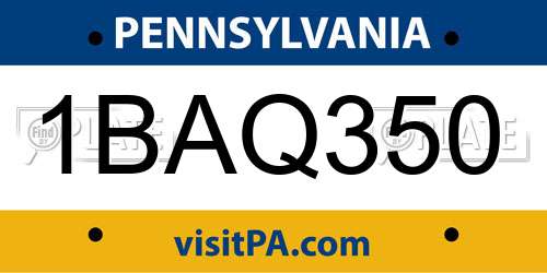 1BAQ350 Pennsylvania License Plate