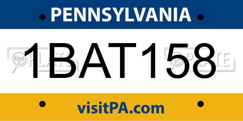 1BAT158 Pennsylvania License Plate