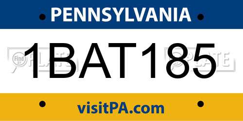 1BAT185 Pennsylvania License Plate