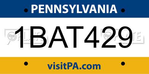 1BAT429 Pennsylvania License Plate