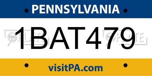 1BAT479 Pennsylvania License Plate