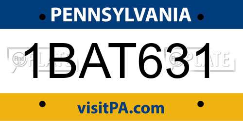 1BAT631 Pennsylvania License Plate