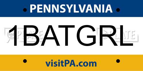 1BATGRL Pennsylvania License Plate