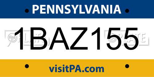 1BAZ155 Pennsylvania License Plate