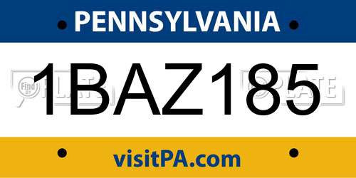 1BAZ185 Pennsylvania License Plate
