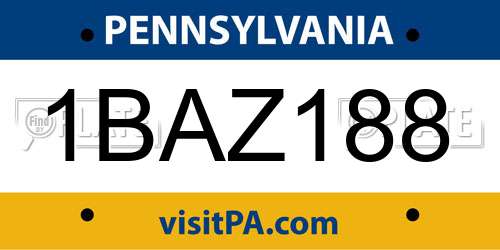 1BAZ188 Pennsylvania License Plate
