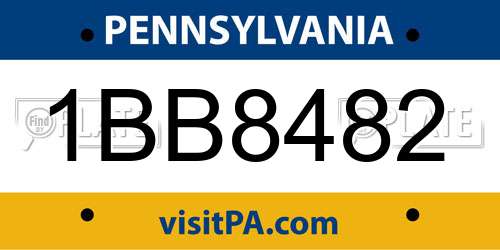 1BB8482 Pennsylvania License Plate