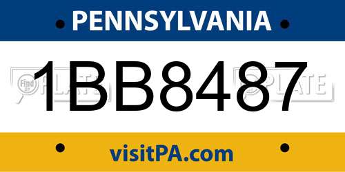 1BB8487 Pennsylvania License Plate