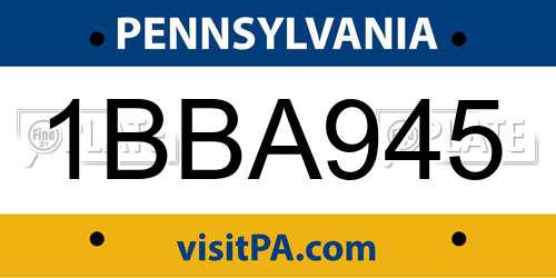 1BBA945 Pennsylvania License Plate