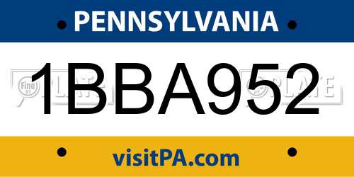 1BBA952 Pennsylvania License Plate