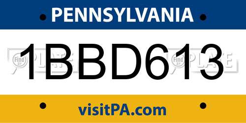 1BBD613 Pennsylvania License Plate