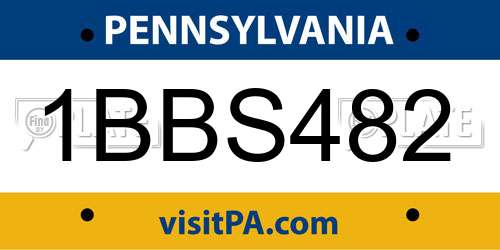 1BBS482 Pennsylvania License Plate