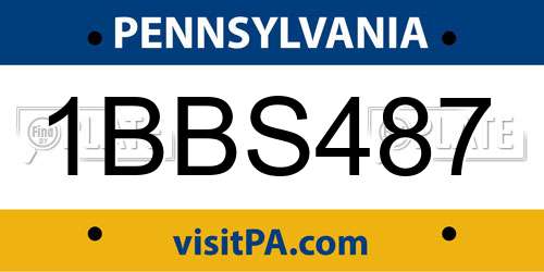1BBS487 Pennsylvania License Plate