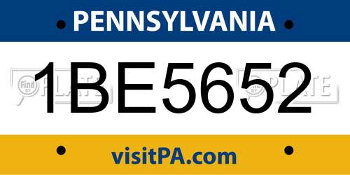 1BE5652 Pennsylvania License Plate