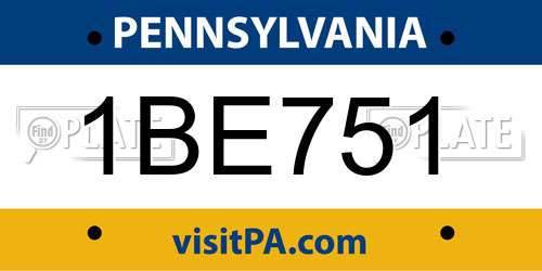 1BE751 Pennsylvania License Plate