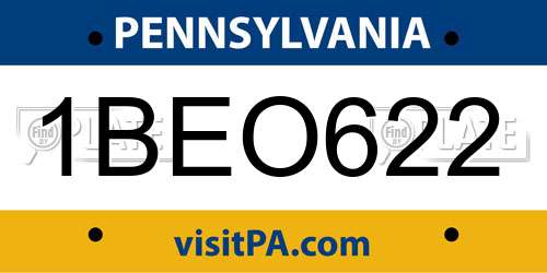 1BEO622 Pennsylvania License Plate