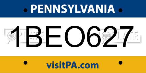 1BEO627 Pennsylvania License Plate