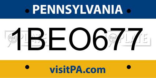 1BEO677 Pennsylvania License Plate
