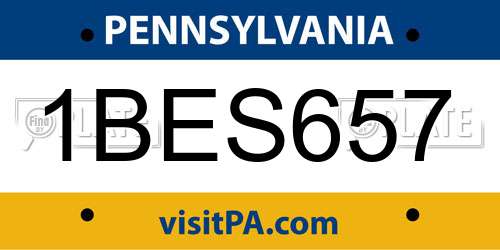 1BES657 Pennsylvania License Plate